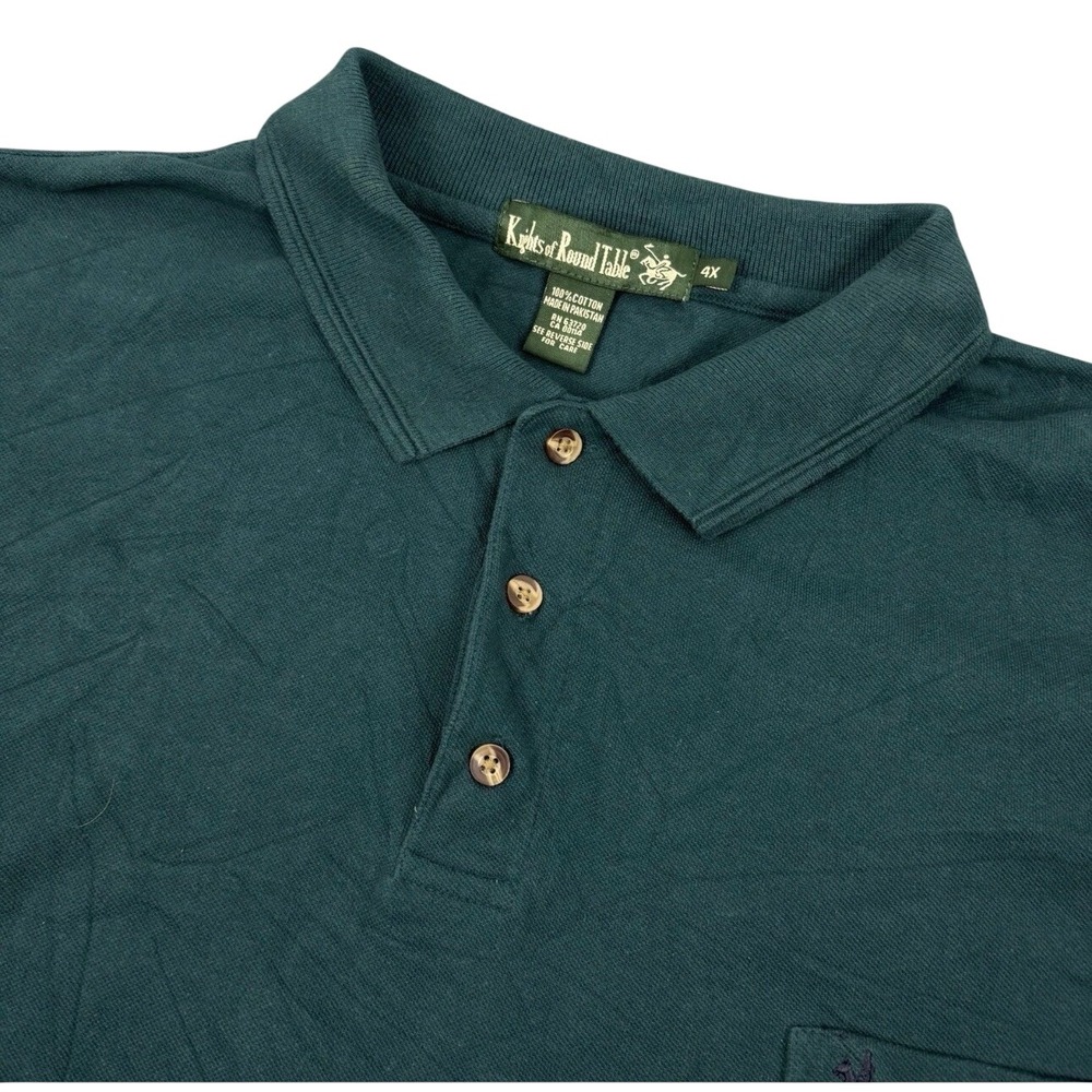 Knights of Round Table Polo Shirt Mens 4X Green Cotton Pique Pocket Short Sleeve